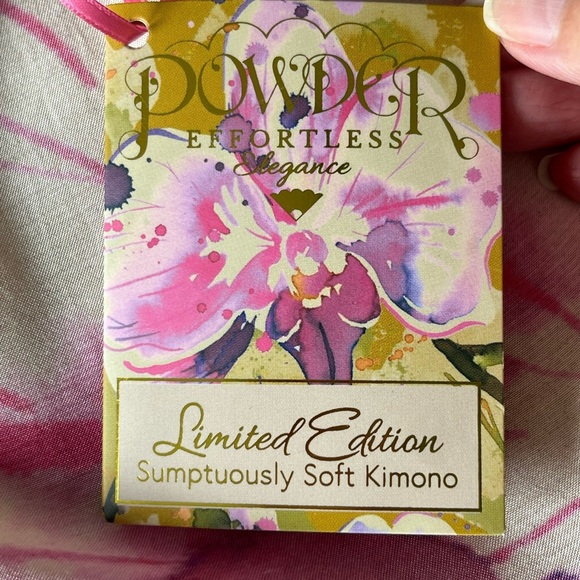 Powder Orchid and Iris Kimono Jacket Cover Up Bohemian Artsy One Size NWT - Picture 12 of 15